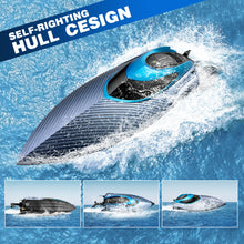 将图片加载到图库查看器,4DRC S3 High Speed RC Boats with LED Lights & 2 Batteries, 30+ mph Remote Control Boat for Pools and Lakes, Capsize Recovery, Low Battery Reminder,2.4Ghz Racing Boats for Adults and Kids