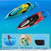 将图片加载到图库查看器,4DRC RC Boat, 2.4G High Speed Remote Control Boat Waterproof Racing Boats with USB Charging & Low Battery Alarm for Kids and Adults Christmas Gifts