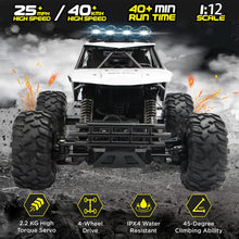 将图片加载到图库查看器,4DRC 1:12 Rc Car,off Road Truck Remote Control Car Metal Shell 2.4G 4WD,with 2 Batteries ,Cars for Boys& Gift for Kids,Silver