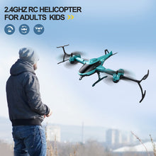 将图片加载到图库查看器,4DRC RC Helicopte Drone with 1080P HD Camera for Kids Adults, FPV Drone Beginners Foldable Live Video Quadcopter 2 Batteries Blue