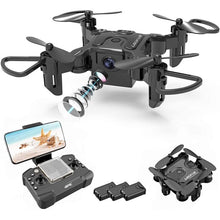 将图片加载到图库查看器,4DRC Mini Drone With 720p Camera for Kids and Adults, FPV Drone Beginners RC Foldable Live Video Quadcopter,3D Flips and Headless Mode,One Key Return,Altitude Hold,3 Modular Battery Black