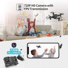 将图片加载到图库查看器,4DRC Mini Drone With 720p Camera for Kids and Adults, FPV Drone Beginners RC Foldable Live Video Quadcopter,3D Flips and Headless Mode,One Key Return,Altitude Hold,3 Modular Battery Black