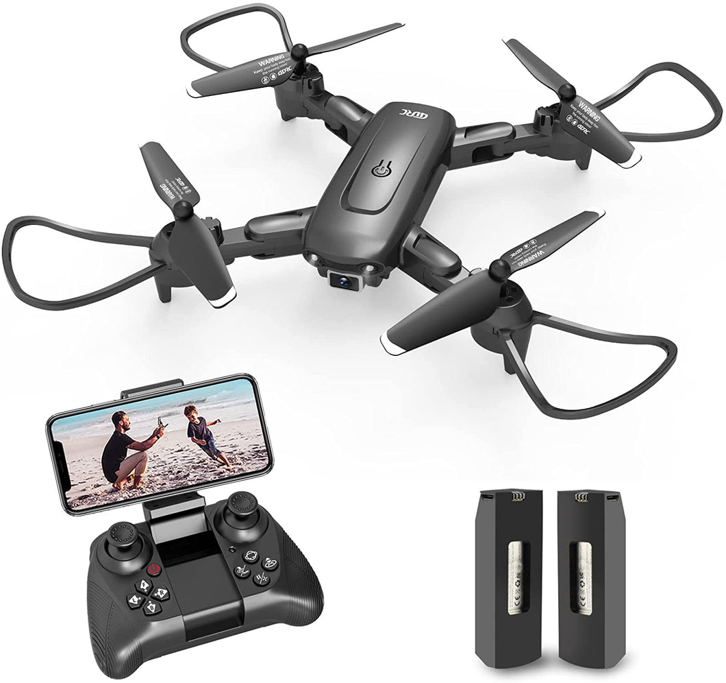 4DV12 Drone with 720P FPV Camera for Kids Adults RC Quadcopter Helicopter Toys 2 Batteries Black