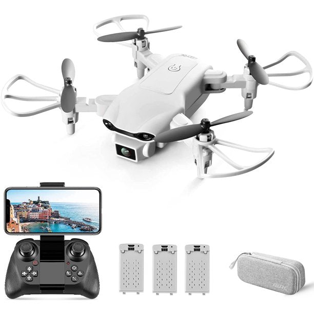 4DRC V9 Mini Drone with 720P HD Camera for Adults, Foldable Quadcopter with FPV WiFi Camera 3 Modular Batteries White