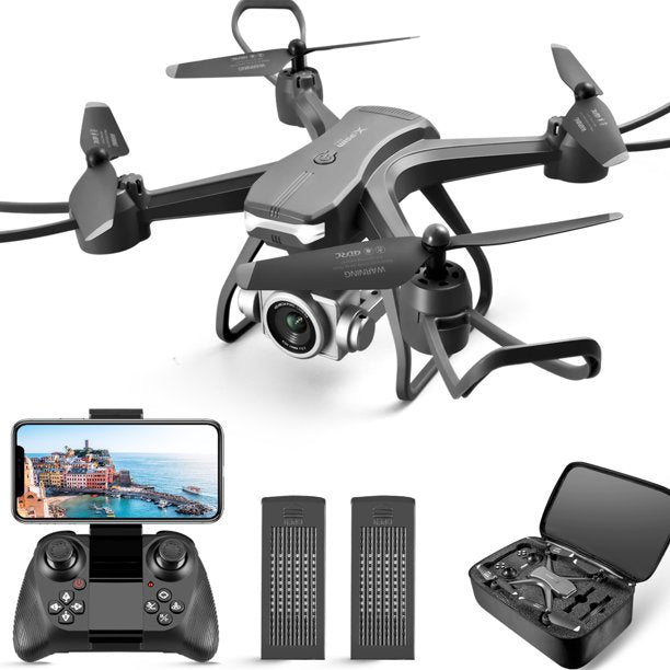 4DRC V14 RC Drone with 1080P HD Camera Live Video 120°Wide-Angle WiFi Altitude Hold, Headless Mode, 3D Flip 2 Batteries Black